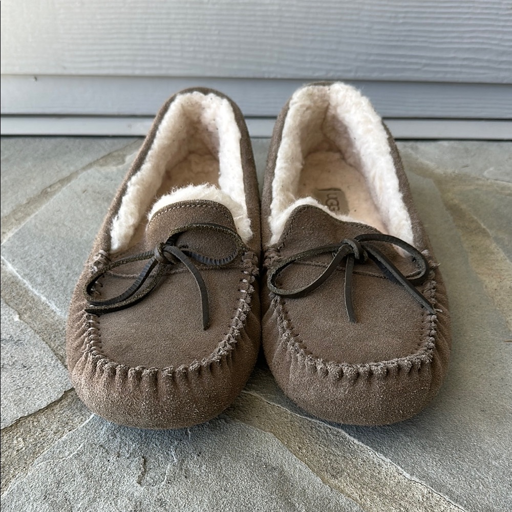 Brown Suede Moccasin Slippers